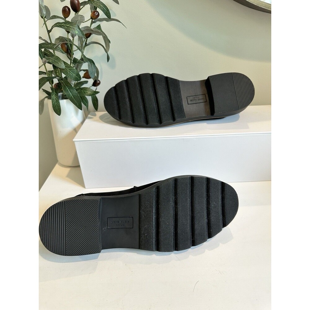 Anne Klein Beverly Black Suede Lug Sole Penny Loafers iFlex Women’s Size 7.5W - Picture 7 of 8